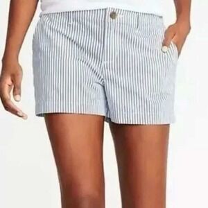NWT Old‎ Navy Women's Everyday Short Cotton Blue/White Stripe High Rise Size 8